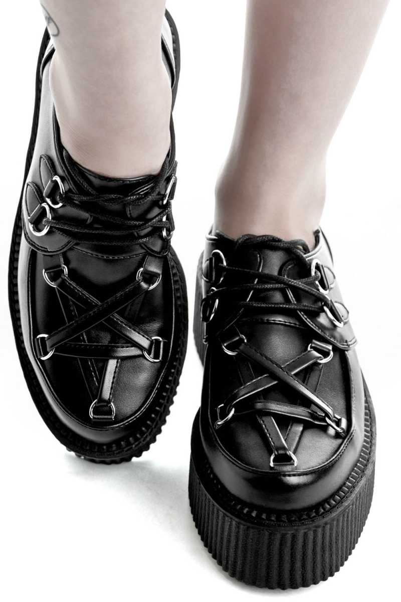 Killstar Hexellent Creepers [B] Creepers Schuhe Unisex Schwarz | CFU354120