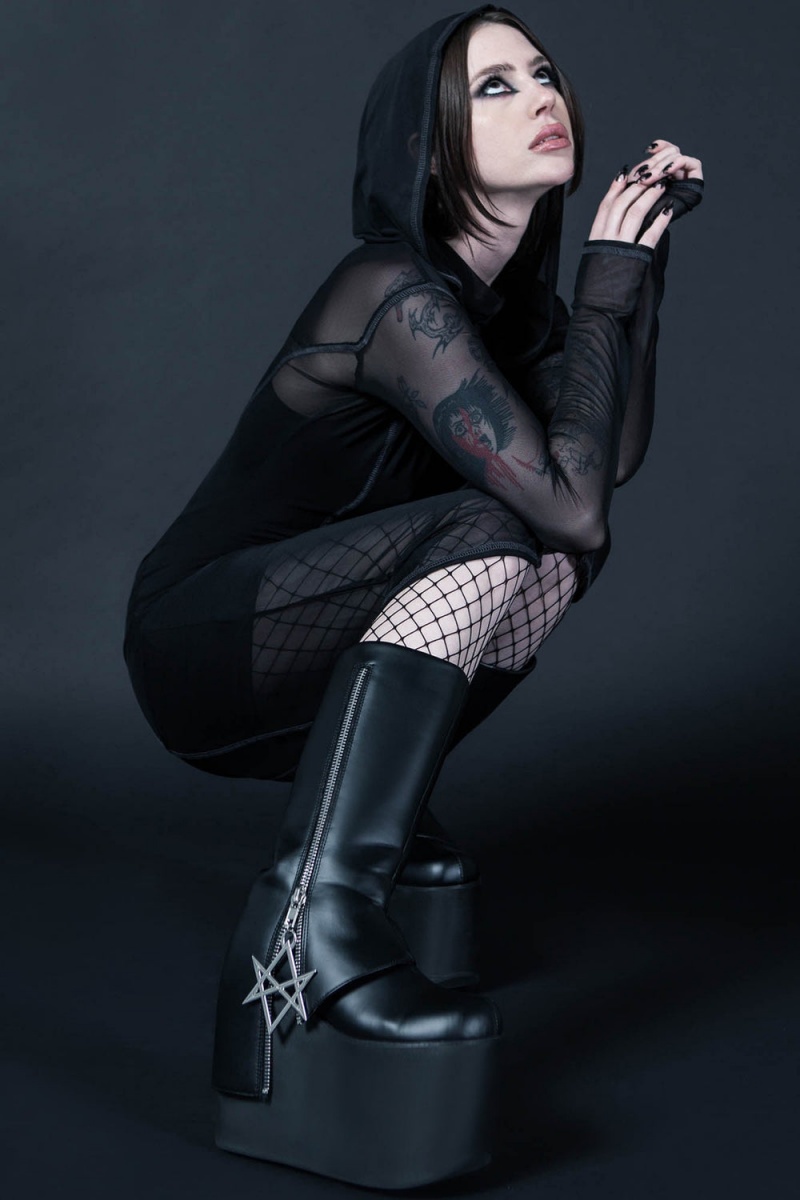 Killstar Hexraider Boots Plateauschuhe Unisex Schwarz | CPD273415