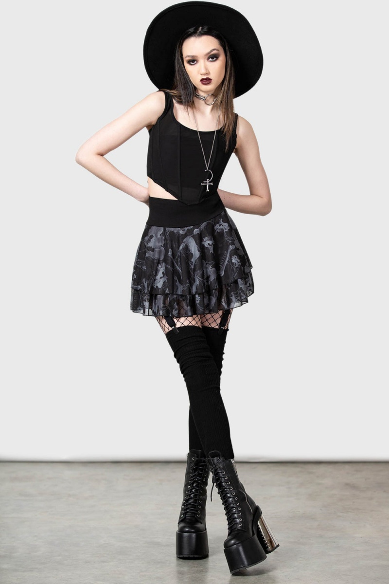 Killstar Hioid Mini Skirt Unterteile Damen Schwarz | QML354189