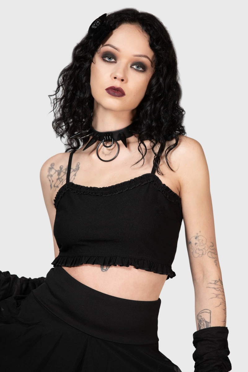 Killstar Ines Crop Top Oberteile Damen Schwarz | HWC814356