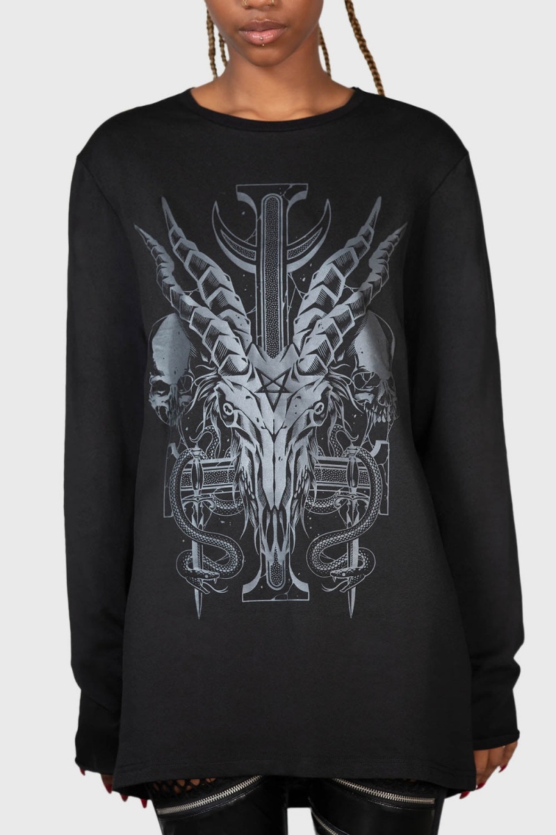 Killstar Infernal Ashes Long Sleeve Top Oberteile Damen Schwarz | WZN041687
