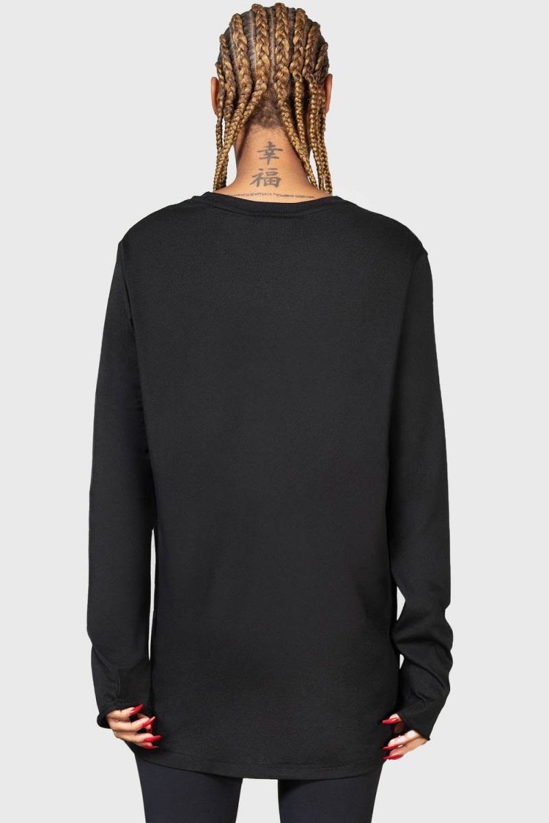 Killstar Infernal Ashes Long Sleeve Top Oberteile Damen Schwarz | WZN041687