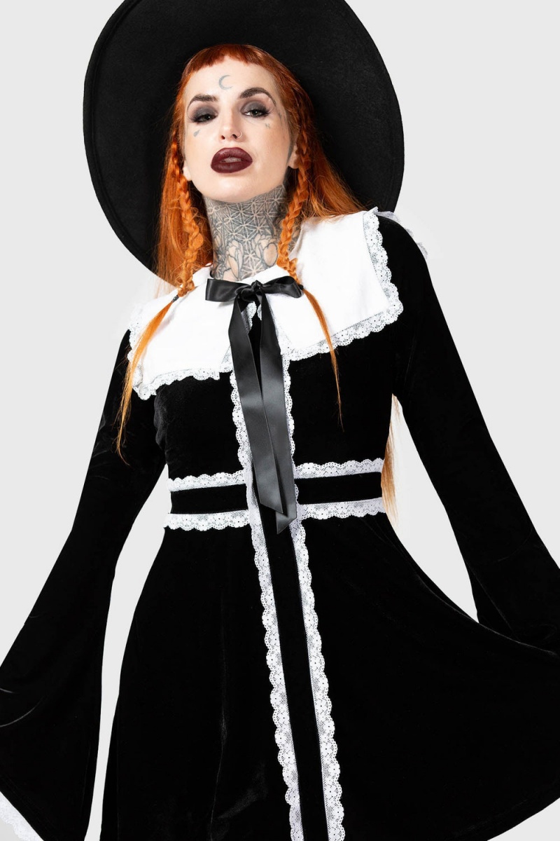 Killstar Infinity Coven Long Sleeve Kleider Kleid Damen Schwarz | FSY316529
