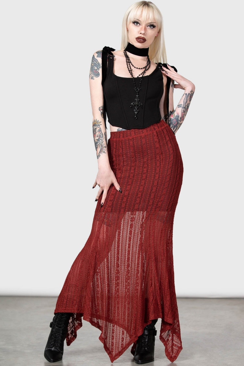 Killstar Juliet\'s Betrayal Maxi Skirt [RED] Unterteile Damen Rot | DXI692410