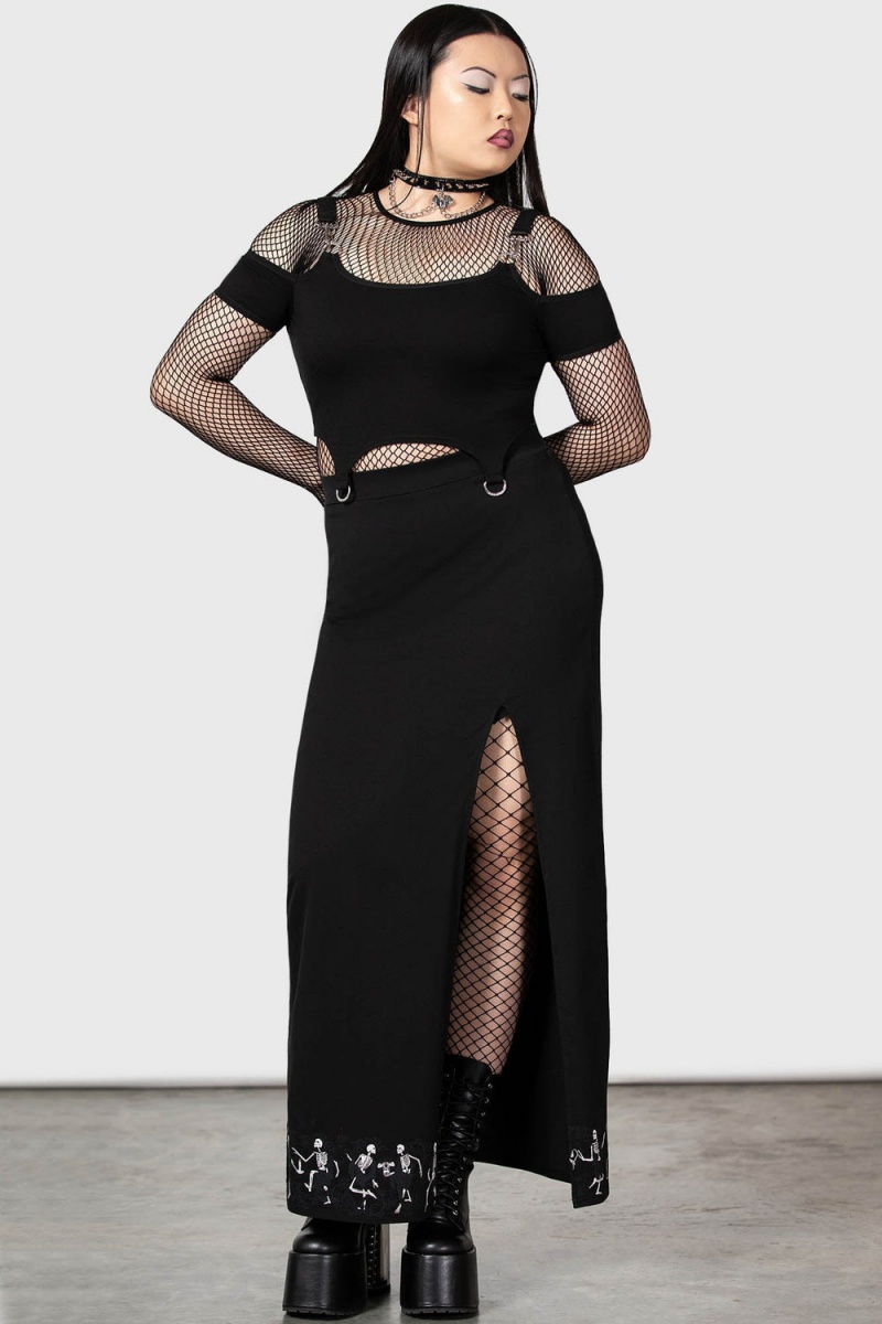 Killstar La Danse Maxi Skirt Unterteile Damen Schwarz | WCV841639