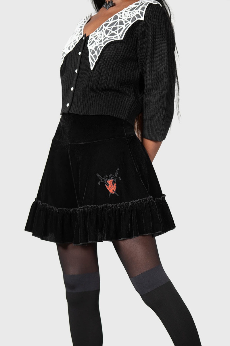 Killstar Lamellae Skater Skirt Unterteile Damen Schwarz | LCN469782