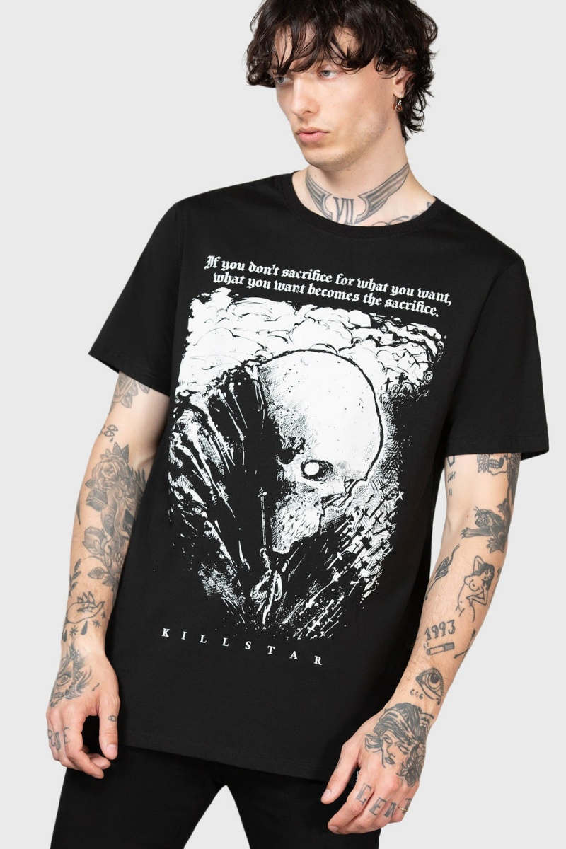 Killstar Lonely Dark T-Shirt Oberteile Damen Schwarz Weiß | DBU175982