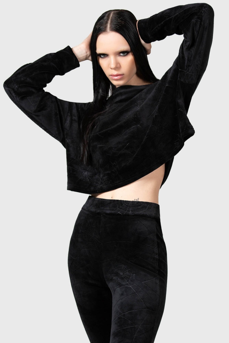 Killstar Lulluspider Sweatshirt Loungewear Damen Schwarz | XPC136548