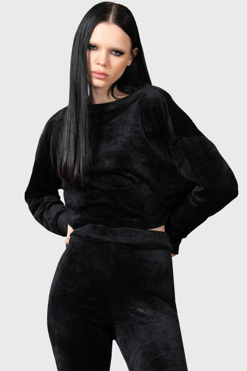 Killstar Lulluspider Sweatshirt Loungewear Damen Schwarz | XPC136548