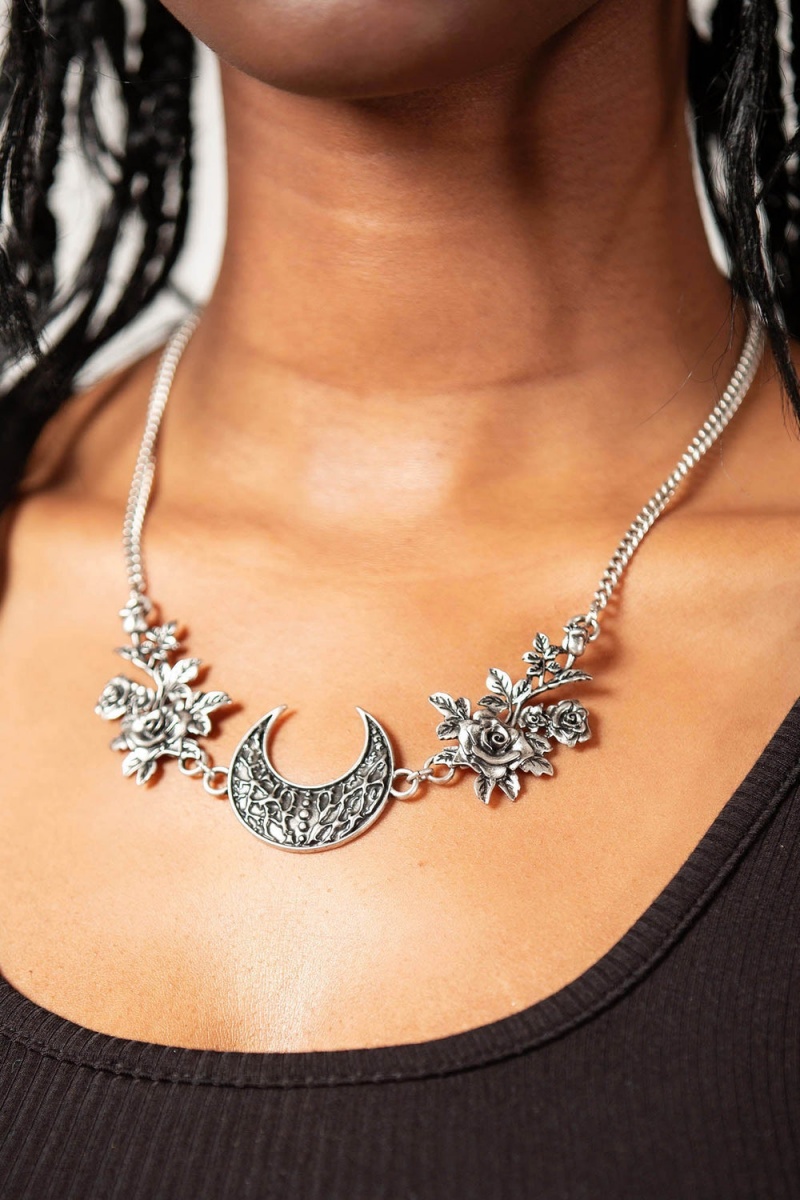 Killstar Lunar Rose Necklace Schmuck Unisex Silber | AHS472103
