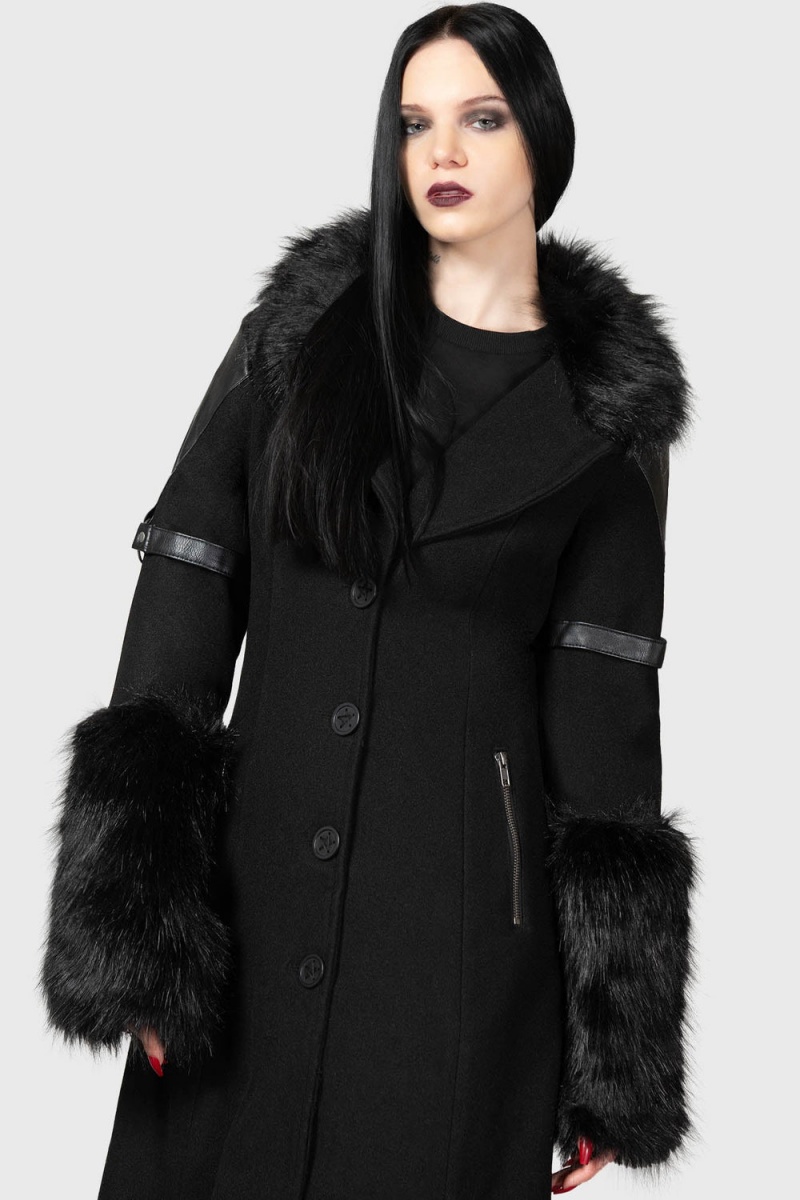 Killstar Madame Mayhem Coat Oberbekleidung Damen Schwarz | RJS185640