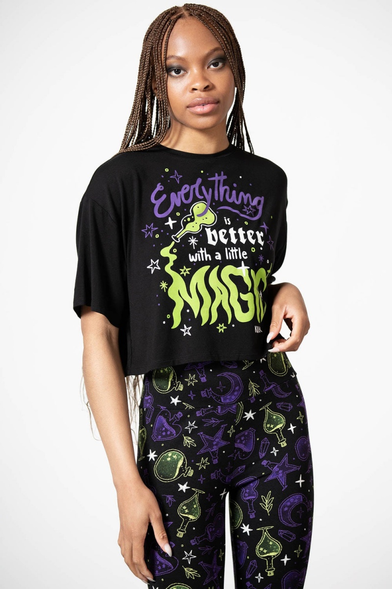 Killstar Magic Chill Crop Top Loungewear Damen Schwarz | AJH158207