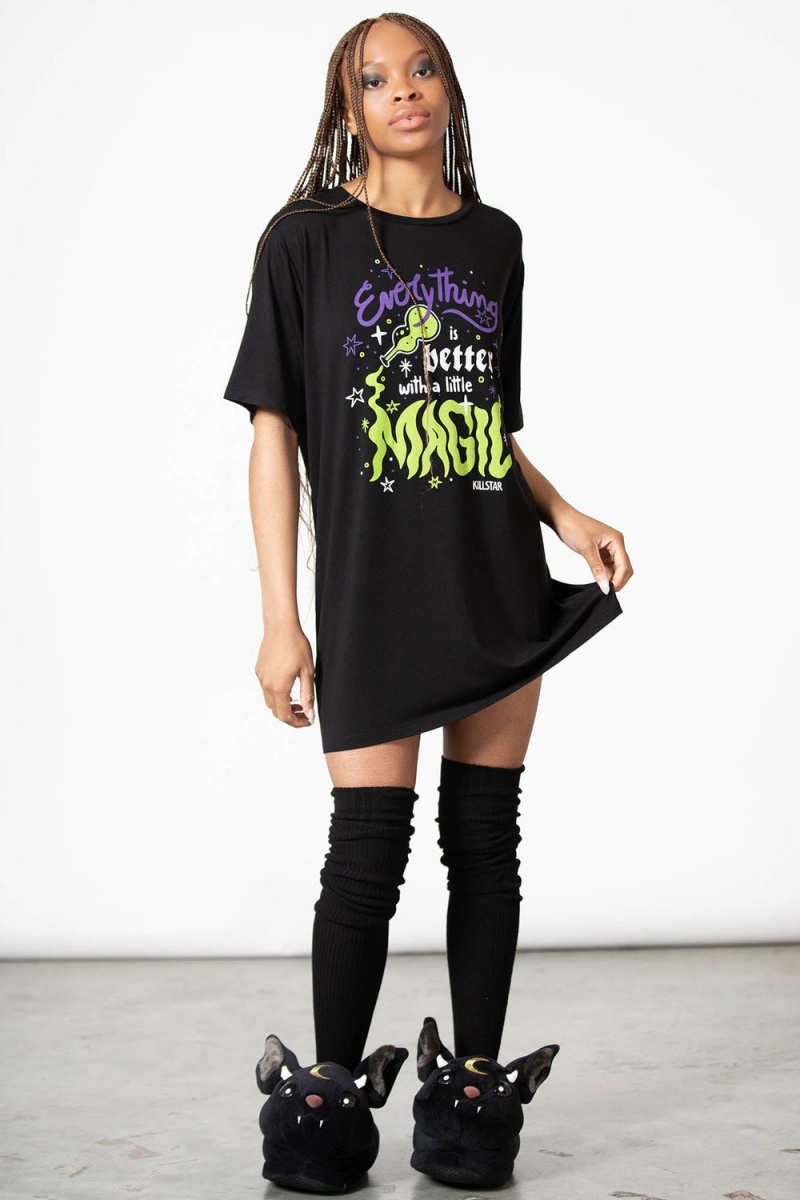 Killstar Magic Rest T-Shirt Loungewear Damen Schwarz | TMU650812