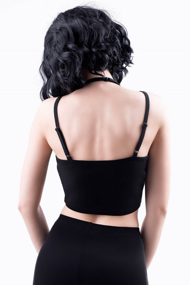 Killstar Magica Crop Top Oberteile Damen Schwarz | WGS169075