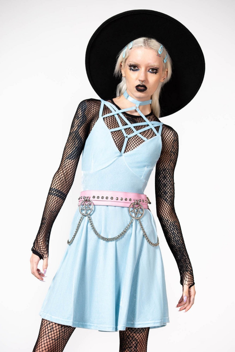 Killstar Magica Skater Kleider [PASTEL BLUE] Kleid Damen Blau | MOS194872