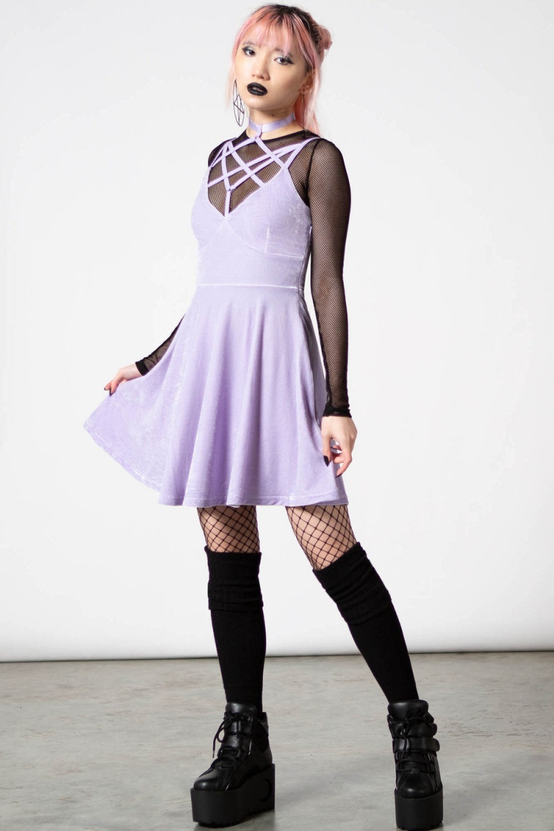 Killstar Magica Skater Kleider [PASTEL LILAC] Kleid Damen Lilac | HZS693248