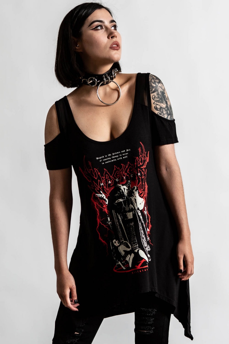 Killstar Magick Penta Top Oberteile Damen Schwarz | KPC748215