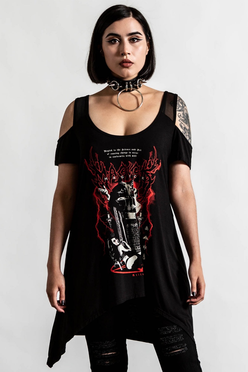 Killstar Magick Penta Top Oberteile Damen Schwarz | KPC748215
