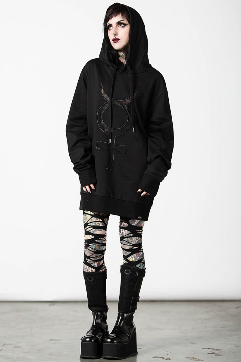 Killstar Mercury Rising Pull-Over Hoodie Oberbekleidung Damen Schwarz | TBG410529