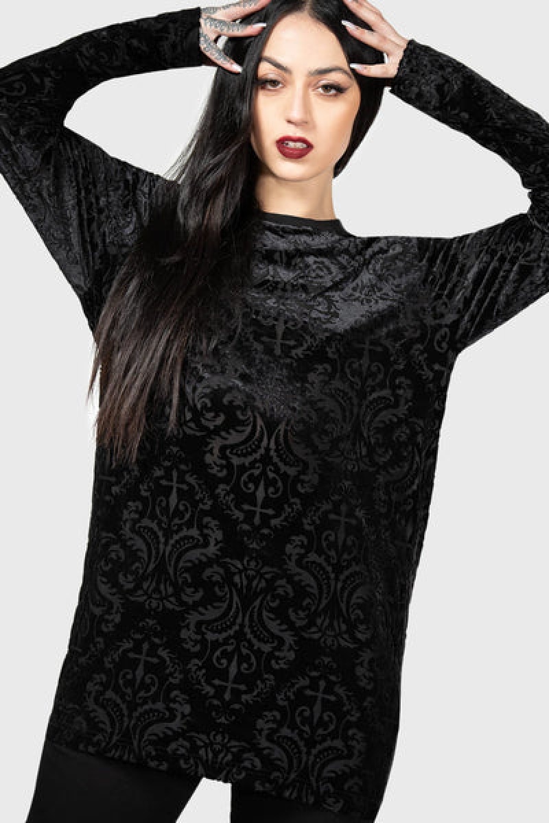 Killstar Morose Top Oberteile Damen Schwarz | GQM647538