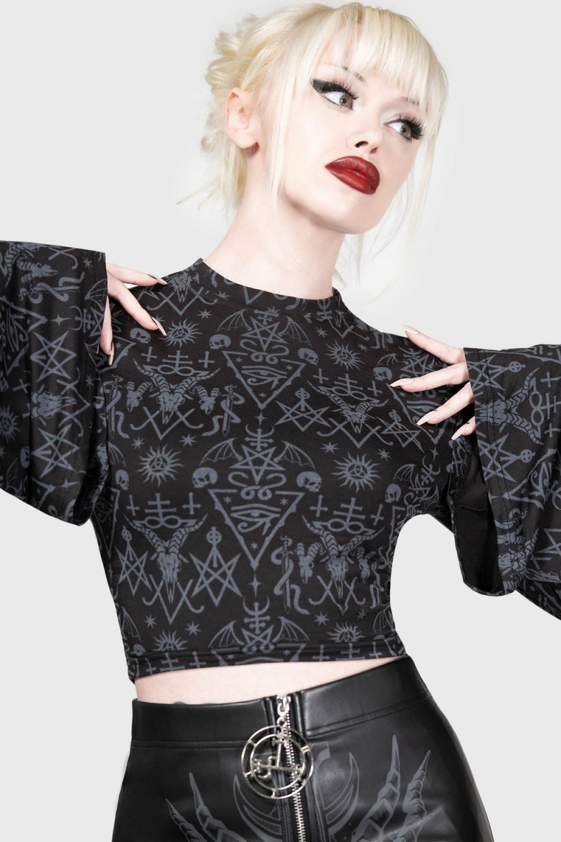 Killstar Nightmagick Top Oberteile Damen Schwarz | GLD847305