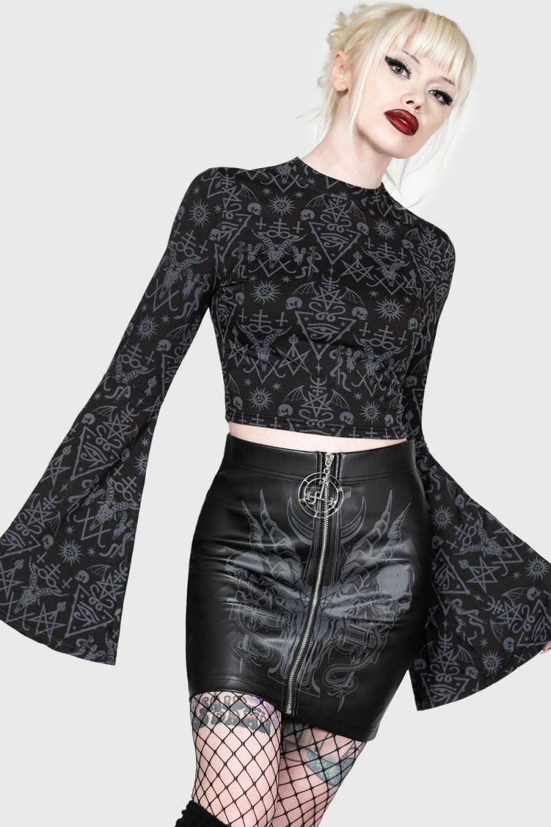 Killstar Nightmagick Top Oberteile Damen Schwarz | GLD847305