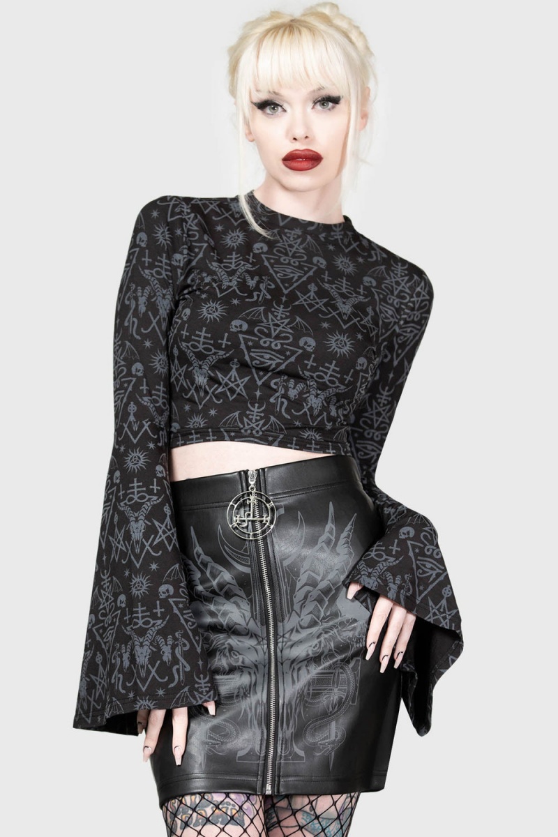Killstar Nightmagick Top Oberteile Damen Schwarz | GLD847305