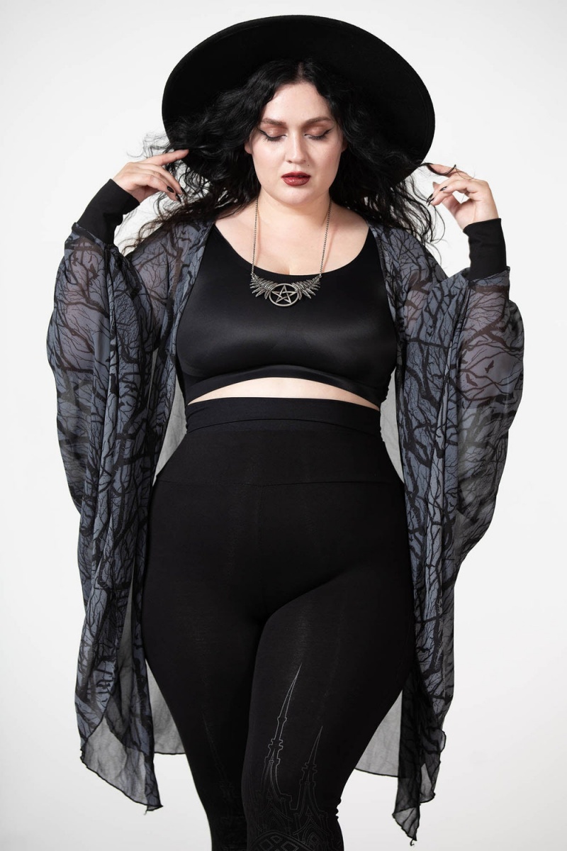 Killstar Obscurum Chiffon Cardigan Oberteile Damen Schwarz | XPN537980