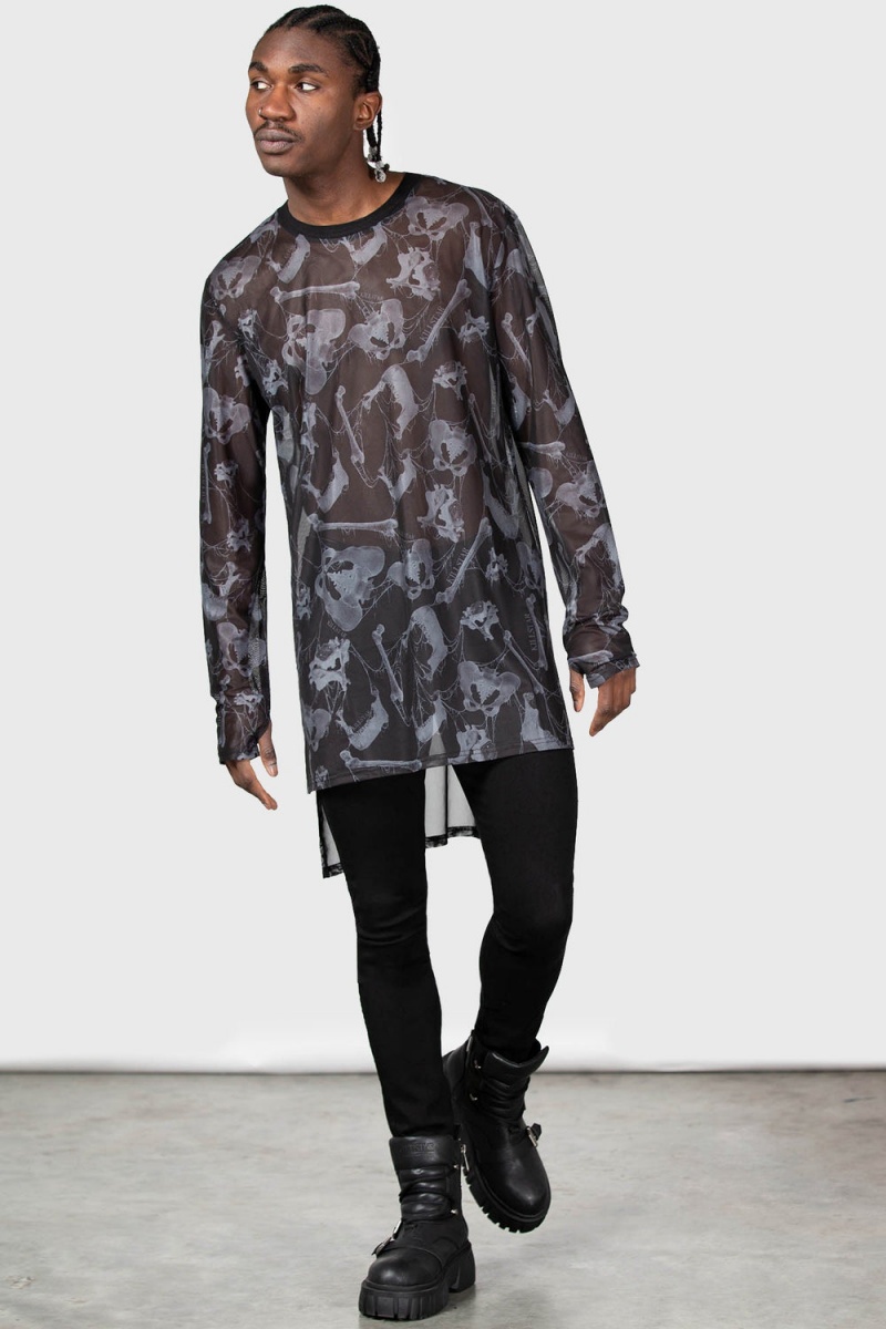 Killstar Ossuary Long Sleeve Top Oberteile Damen Schwarz | DAG247698