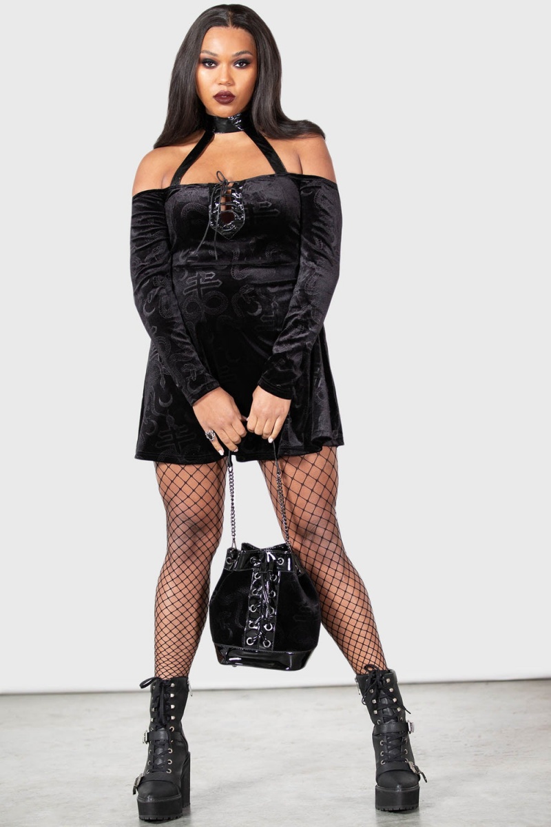 Killstar Otherworld Drawstring Bag Taschen Unisex Schwarz | RCI457801