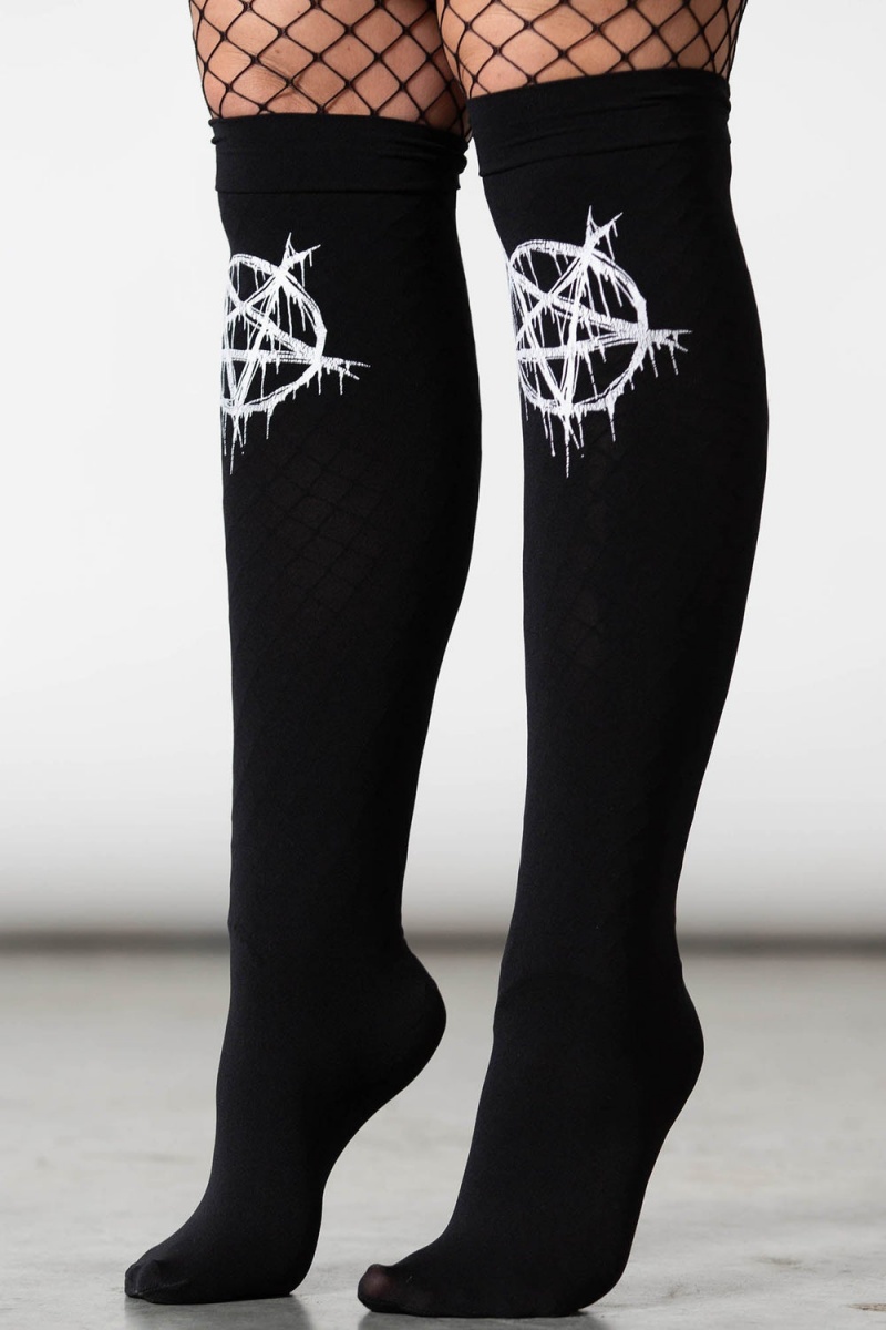 Killstar Penta Blood Stockings Wearable Unisex Schwarz | HPR105937