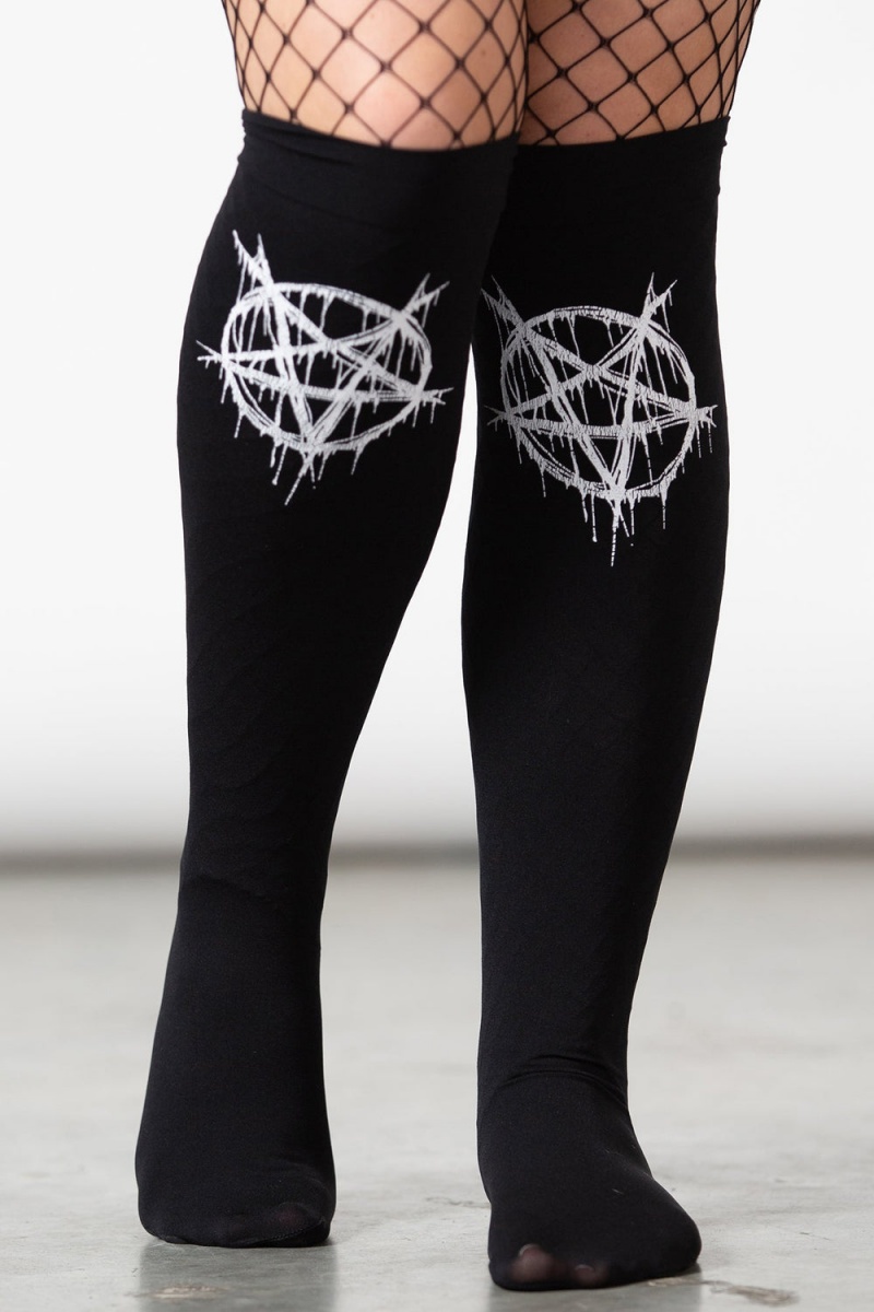 Killstar Penta Blood Stockings Wearable Unisex Schwarz | HPR105937