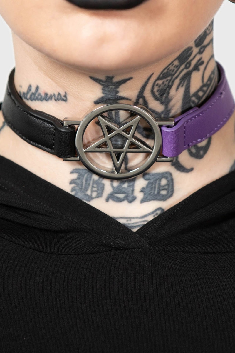 Killstar Penta Half Choker [BLACK/PURPLE] Schmuck Unisex Lila | VCG791834