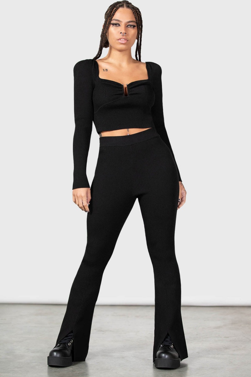 Killstar Pia Pollyanna Knit Top Oberteile Damen Schwarz | XJG896340