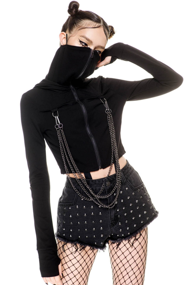 Killstar Rogue Masked Hoodie Oberteile Damen Schwarz | VIO234816