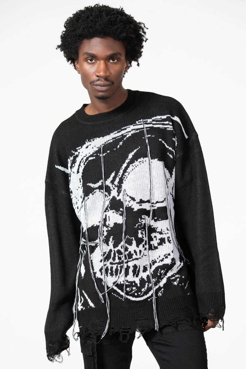 Killstar Ruined Relic Knit Pullover Oberteile Damen Schwarz | SYC839705
