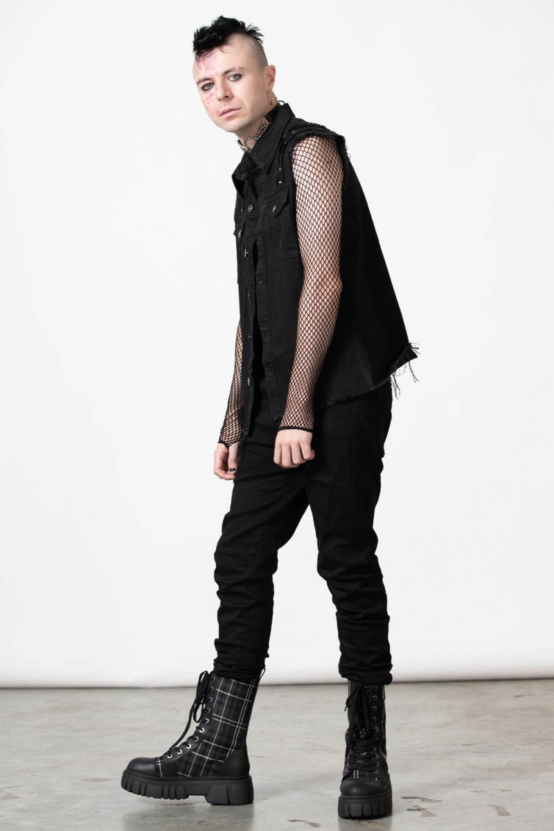 Killstar Ruse Denim Vest Oberteile Damen Schwarz | WNC296154