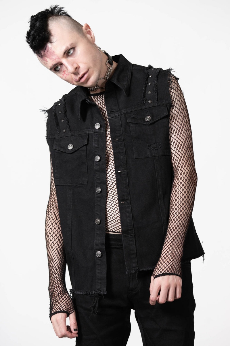 Killstar Ruse Denim Vest Oberteile Damen Schwarz | WNC296154