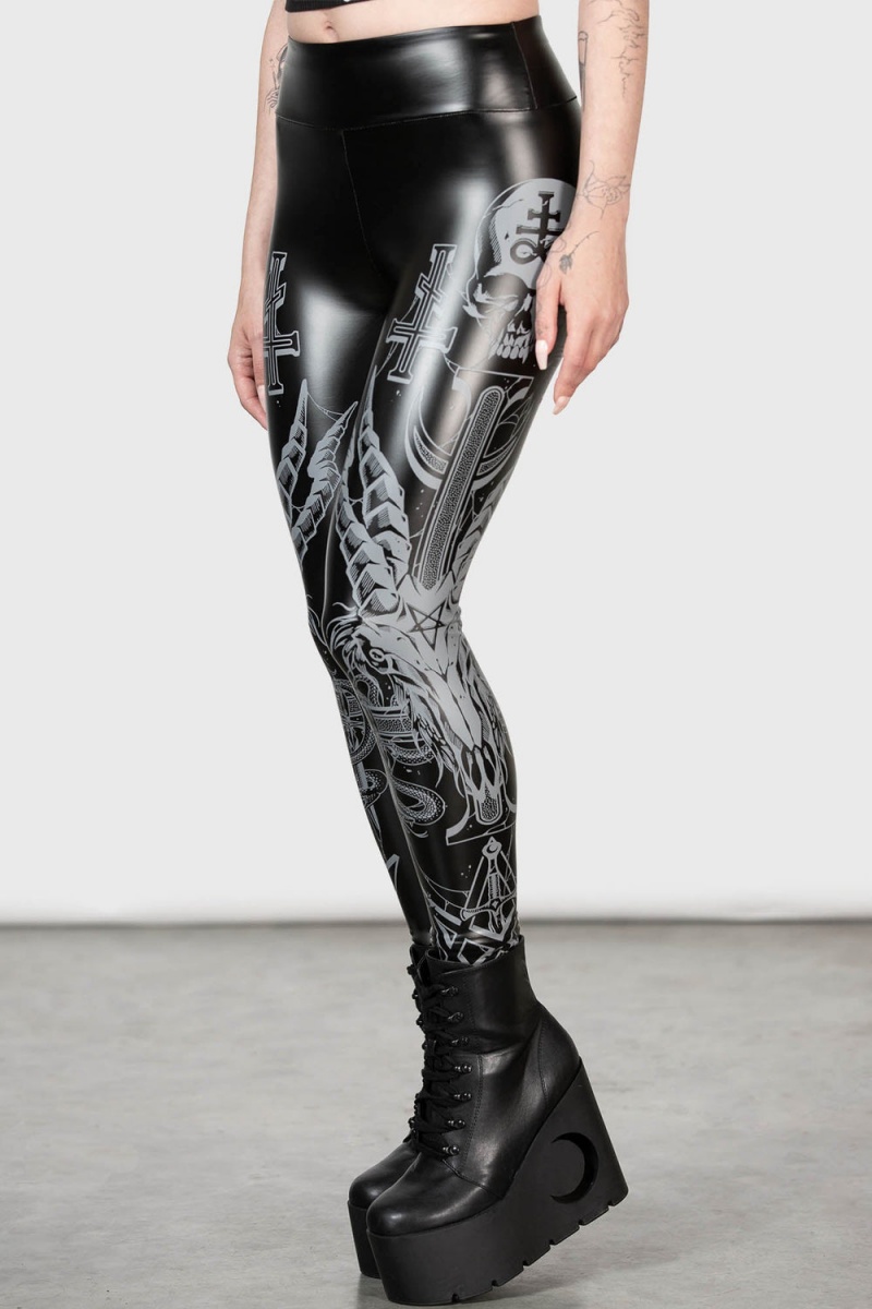 Killstar Screech Owl Leggings Unterteile Damen Schwarz | STJ185239