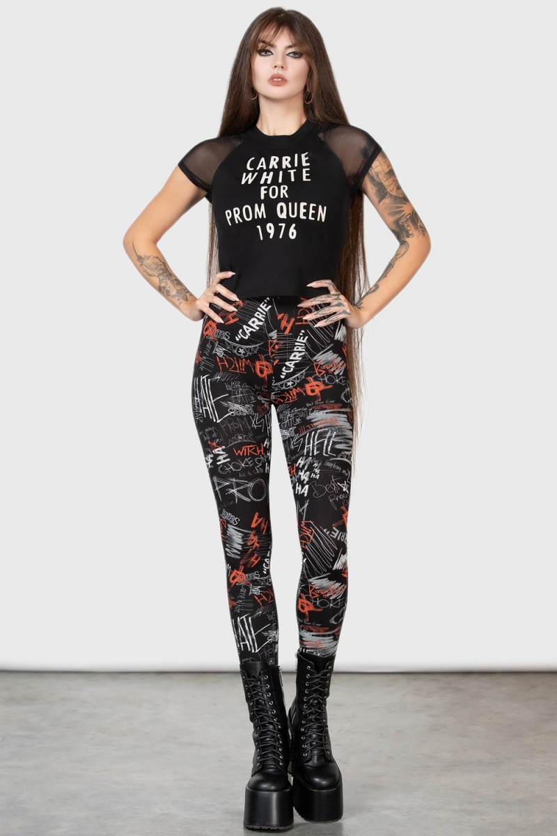 Killstar Senior Prom Shrunken T-Shirt Oberteile Damen Schwarz Weiß | HNT072198