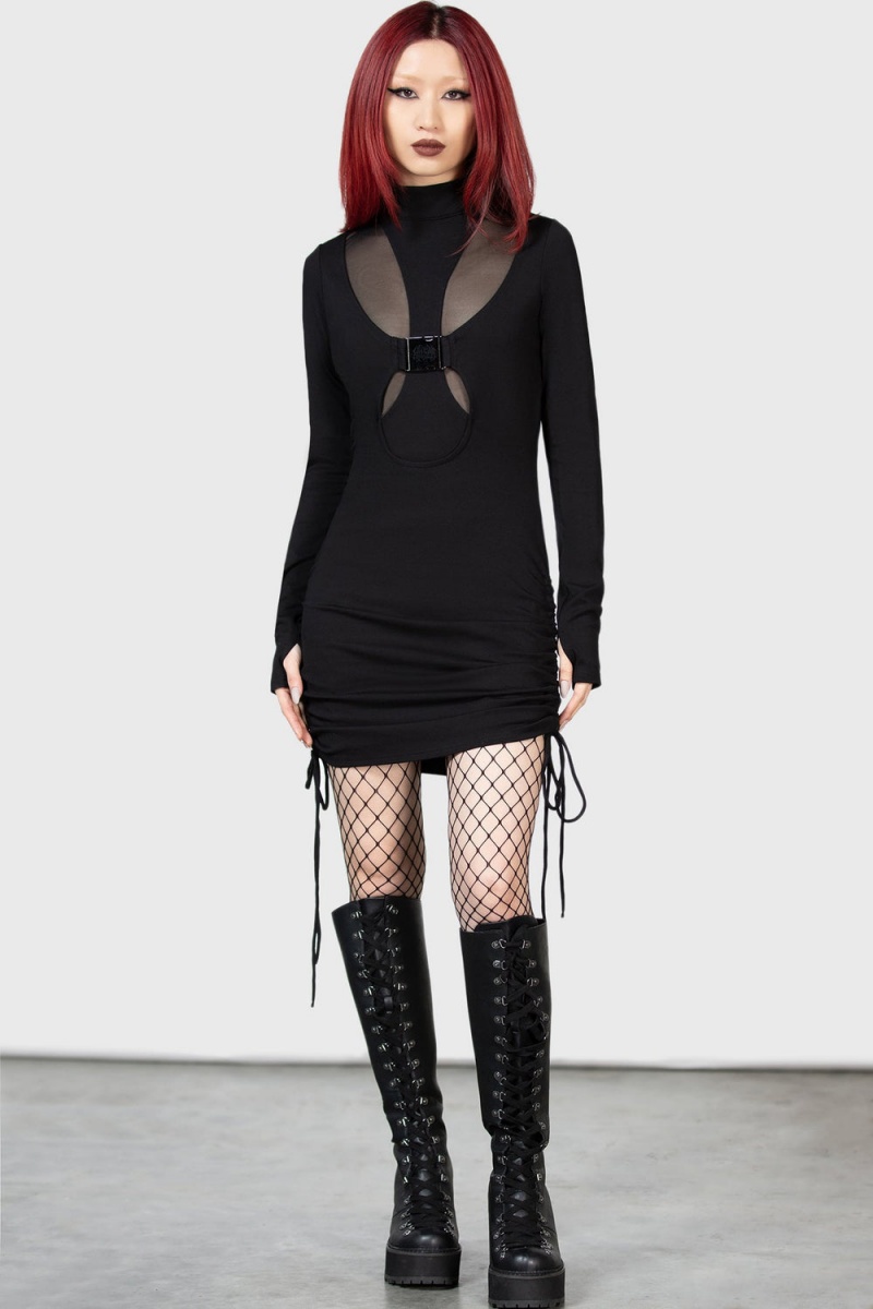 Killstar Shadows Kleider Kleid Damen Schwarz | KMB453809