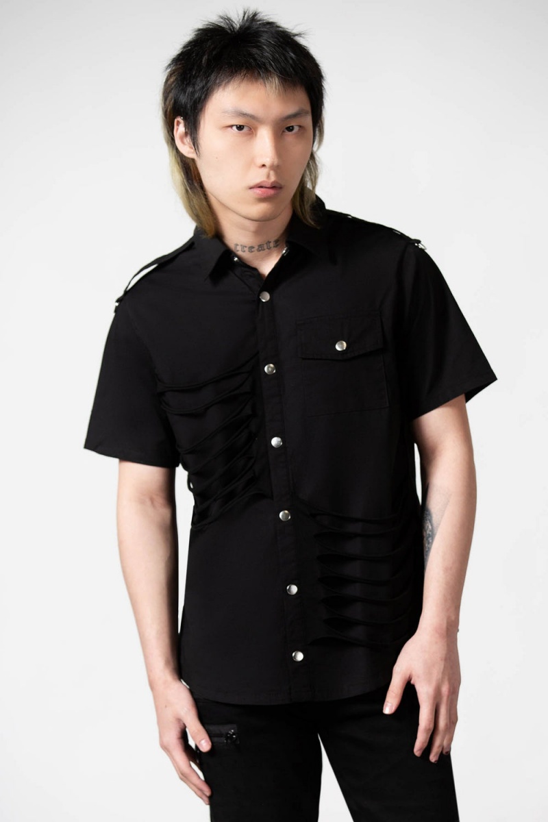 Killstar Shayde Button-Up Shirt Oberteile Damen Schwarz | FPQ625981
