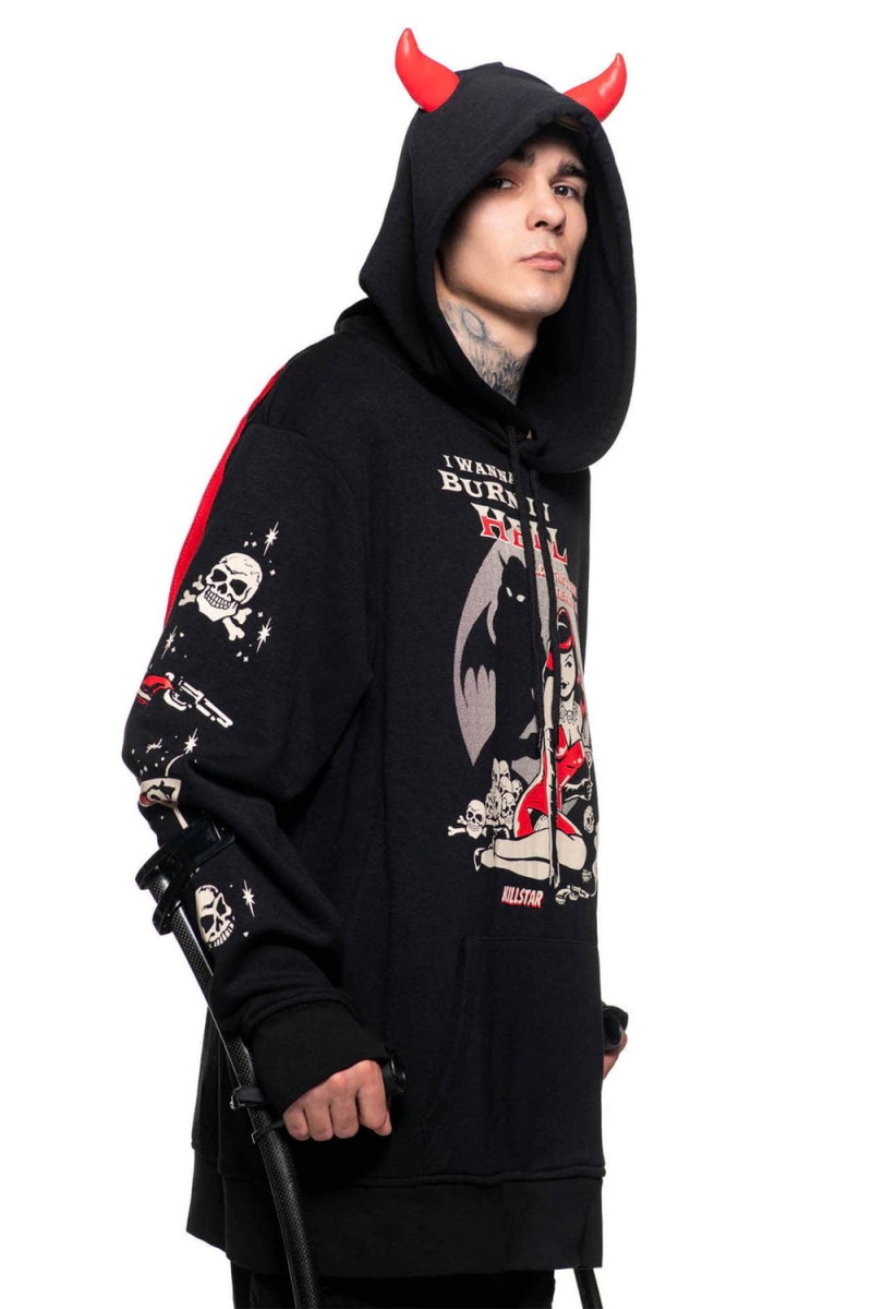 Killstar She Devil Hoodie Oberbekleidung Damen Schwarz | DYW023549