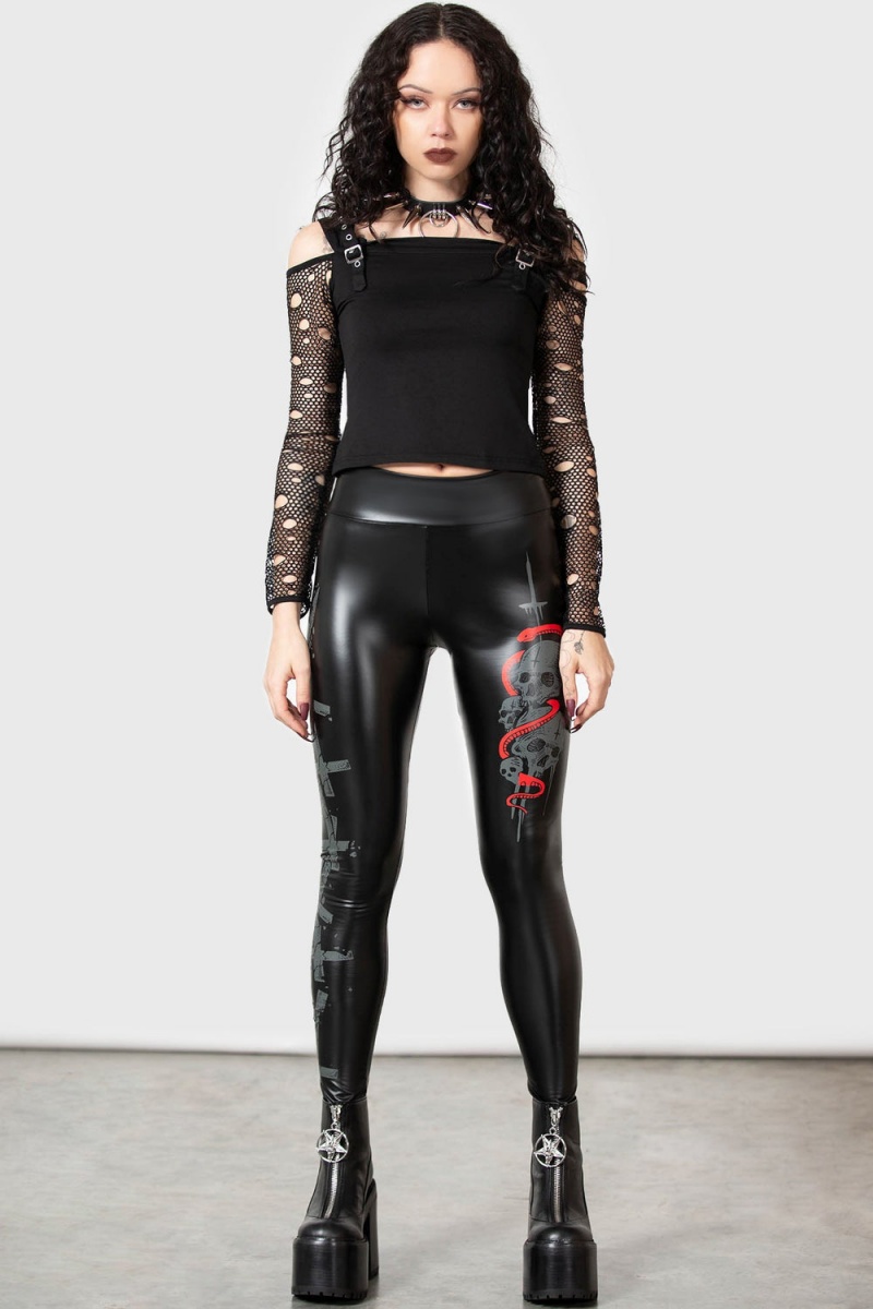 Killstar Sinner Leggings Unterteile Damen Grau | MGQ275460