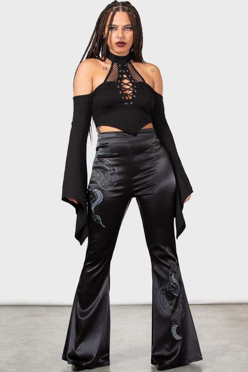 Killstar Slithers Flares Unterteile Damen Schwarz | PXH617540