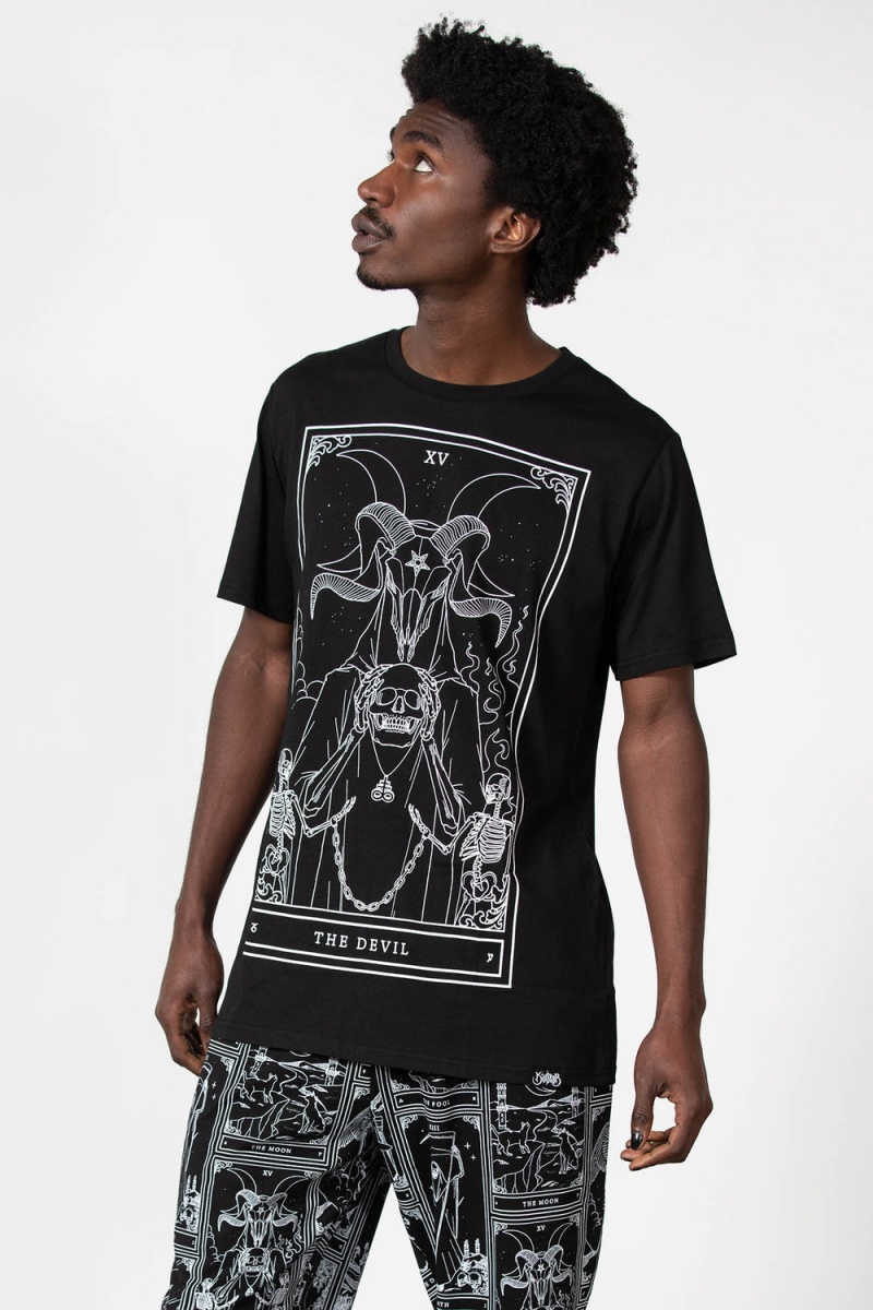 Killstar Soul Card T-Shirt Oberteile Herren Schwarz | LVY021495