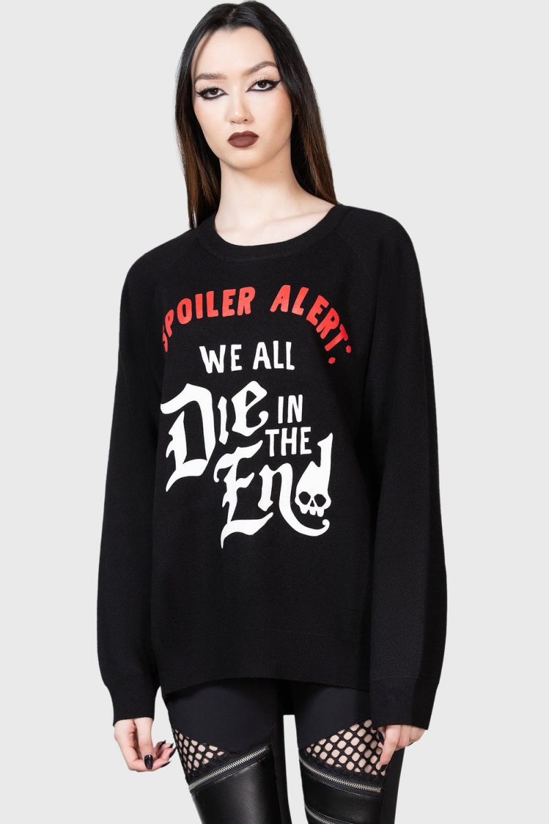 Killstar Spoiler Batwing Pullover Oberteile Damen Schwarz | XDO432509