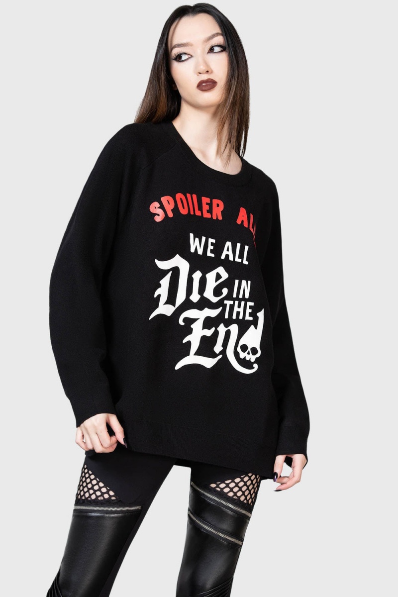 Killstar Spoiler Batwing Pullover Oberteile Damen Schwarz | XDO432509