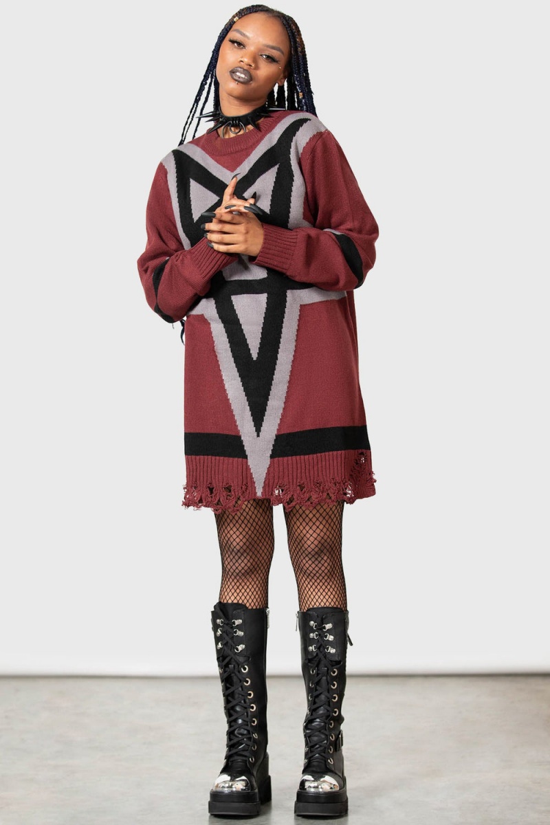 Killstar Star Crux Knit Pullover Oberteile Damen Rot | RSG284317
