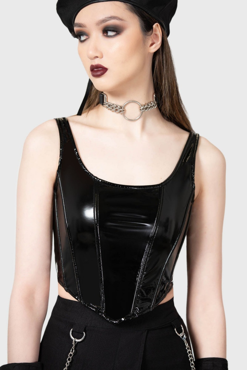 Killstar Stillness Corset Top Oberteile Damen Schwarz | QKR617208